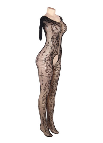 Мереживний комбінезон Star Night з відкритим доступом і квітковим принтом, чорний No Brand (303910572)