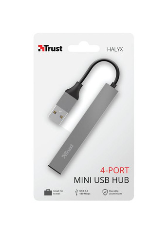 USB-хаб Halyx Aluminium 4-Port Mini USB Grey (23786) Trust (306850012)
