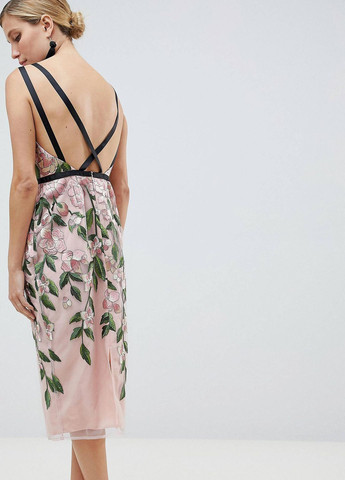 Пудровое платье меди в цветы Asos