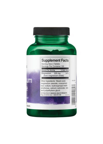 Магний цитрат суперсила 240 таблеток для здоровья мышц и костей поддержка нервной системы пищеварение Swanson (368990370)