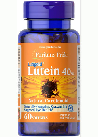Лютеїн Puritan's Pride Lutein 40 mg with Zeaxanthin Lutigold™ 60 Softgels Puritans Pride (293820190)