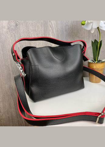 Женская замшевая сумочка на плечо под рептилию с красными вставками No Brand (298997315)