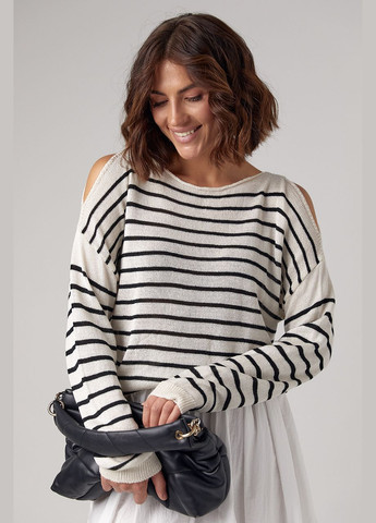 Жіночий смугастий лонгслів із розрізами на плечах Lurex (298730303)