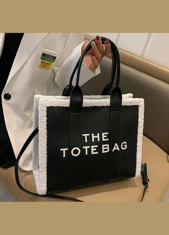 Жіноча хутряна сумка 8896 крос-боді з двома ручками чорна No Brand (326487622)