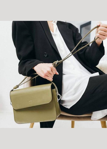 Женская кожаная мини сумка через плечо Moment оливковая The Wings (302008425)