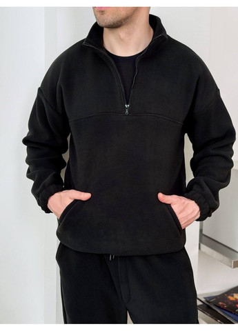 Черный демисезонный мужской спортивный костюм из флиса Україна