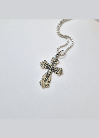 Срібний Хрестик хрест з розп'яттям срібло 925 проби Чорнене 3128 3.25 No Brand (326602749)