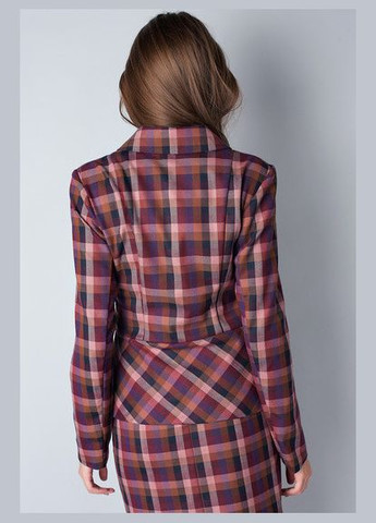 Цветной женский жакет в клетку с баской 2 Льва - демисезонный