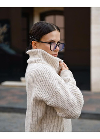 Бежевый зимний вязаный женский свитер No Brand