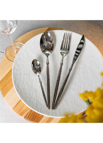 Набір столових приборів золото на 6 персон 24 предмети ложки, виделки, ножі Срібло HP-20-14 Yiwu (351431347)