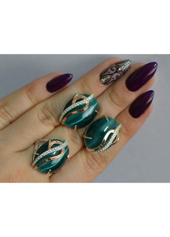 Серебряный комплект с золотыми наклядками Silver Style (367268419)