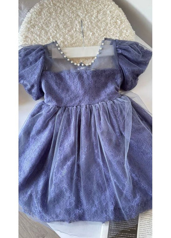 Комбинированное платье для девочки нарядное с ожерельями 10990 No Brand (371948698)