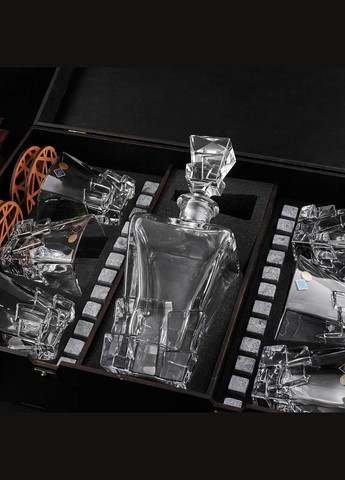 Мужской подарочный набор c шестью бокалами и графином Bohemia Crack 310 мл Handmade WS608D (345646859)