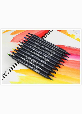 Відеоогляд! Набір двосторонніх акварельних маркерів 36 кольорів (B141220) STA (316685397)