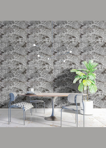 Самоклеюча декоративна 3D панель камінь чорно-білий мармур 700х700х7мм (154) SW-00000219 Sticker Wall (316101039)