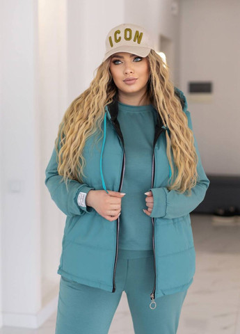 Жіночий костюм-трійка: світшот, штани та жилет із плащівки на силіконі Україна (323196923)