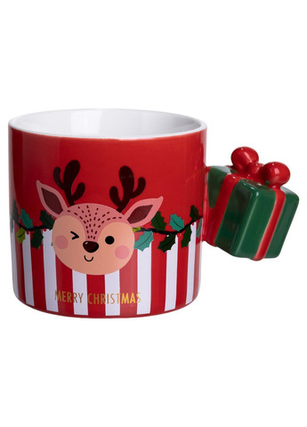 Чашка фарфоровая Merry Christmas 400 мл, красный Yiwu (369960248)