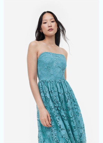 Бирюзовое кэжуал платье H&M однотонное