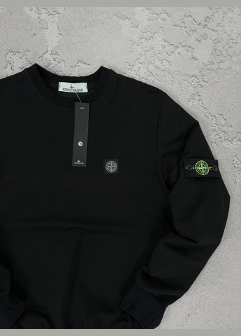 Комбинированный свитшот stone island черный (341285360)