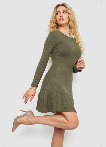 Оливковое (хаки) повседневный платье трикотажное с оборкой клеш Sport Line однотонное