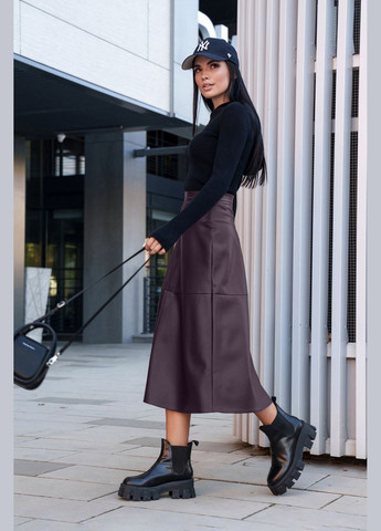 Кофейное деловое, повседневный, кэжуал юбки из эко-кожи цвета марсала Jadone Fashion однотонное