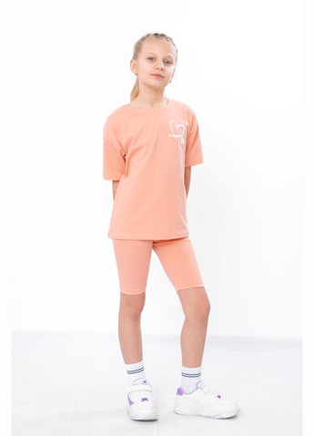 Бежевий літній комплект для дівчинки (футболка+велосипедки) Носи своє