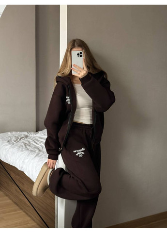 Темно-шоколадний спортивний костюм з турецької тринитки на флісі ❄️❄️❄️ Україна (368541106)