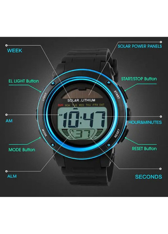 Чоловічий спортивний годинник 1096 із сонячною батареєю (Синій) Skmei (314483636)