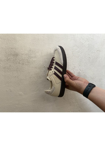 КРОССОВКИ ЖЕНСКИЕ ADIDAS SAMBA OG WONDER WHITE MAROON АДИДАС САМБА No Brand белые демисезоны (367176487)