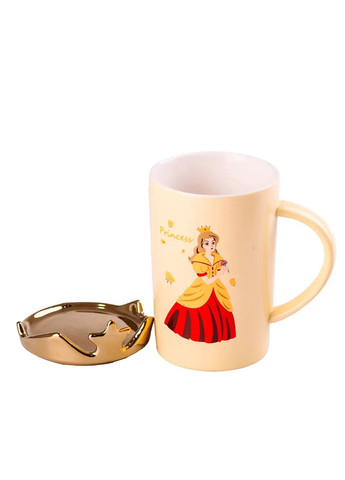 Чашка керамічна 400 мл Princess з кришкою, жовтий Happy Life (323652652)
