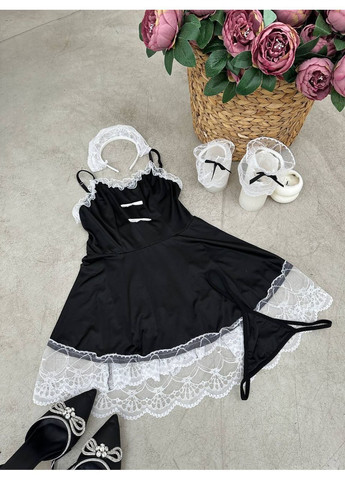 Черный демисезонный игривый комплектик с платьем Vakko