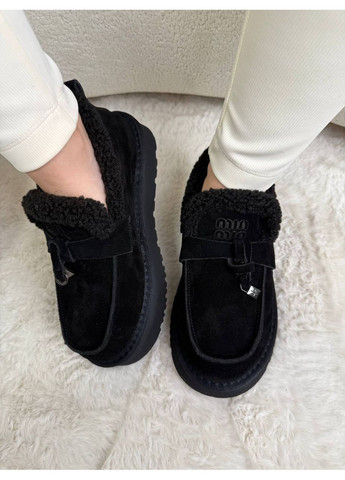 ITTS Лофери зимові автоледі натуральні лофери чорний з натуральна замша, китай — зима (370046212)