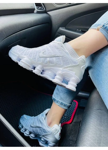 Білі кросівки чоловічі nike shox white grey найк шокс тл білі демісезон No Brand