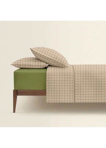 Двуспальное постельное белье с простыней на резинке BEIGE GEOMETRY CS12 (4822052141373) Cosas (392821486)