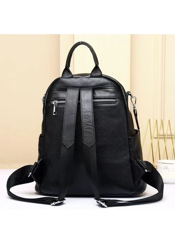 Шкіряний жіночий рюкзак чорним з тисненням 42147 Tiding Bag (336551936)