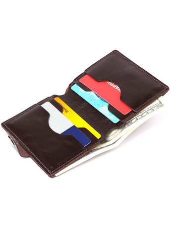 Классическое мужское портмоне из кожи с хлястиком для карт коричневое (sku_16506) No Brand (327819832)