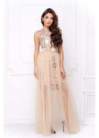 Золотий коктейльна сукня атлас вишивка 20028 золота Tanita-Romario