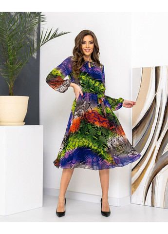 Лавандовое повседневное платье шифон принт 22015 фиолетовое Tanita-Romario