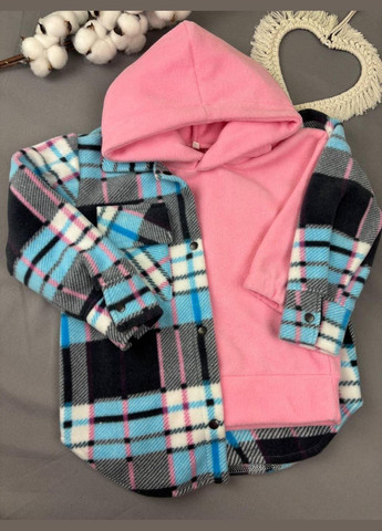 Розовый демисезонный розовое флисовое детское худи+рубашка 80 с рубашкой, брючный No Brand