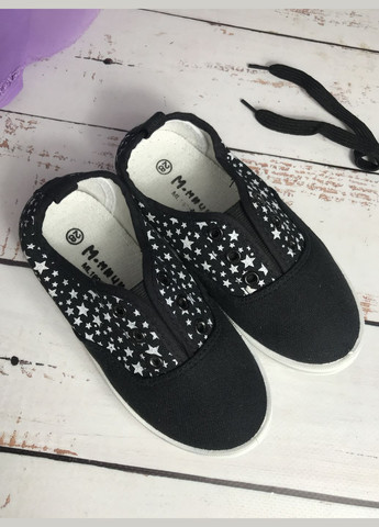 Черные мокасины кеды детские м.мичи для девочки черный (115) No Brand со шнурками