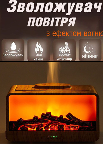 Ультразвуковой увлажнитель воздуха ночник и аромадифузор 3 в 1 Flame fireplace Камин с подсветкой 300 мл Good Idea (285895931)