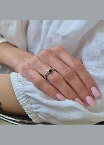 Срібна каблучка Конюшина з Чорним Оніксом розмір срібло 925 проби Родоване 170к 1.68г No Brand (332996795)