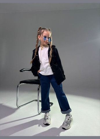 Синие демисезонные джинсы прямого кроя No Brand