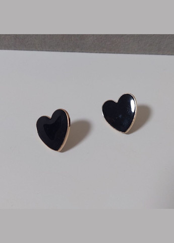Сережки пусети серце чорні bs009 DeKolie (330641222)