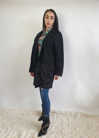 Черное демисезонное Пальто UHNH6 Черный Naf Naf