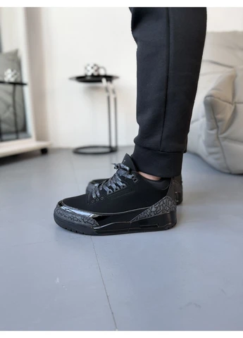 Чорні кросівки чоловічі nike 3 retro black cat найк аір ретро чорні демісезон No Brand