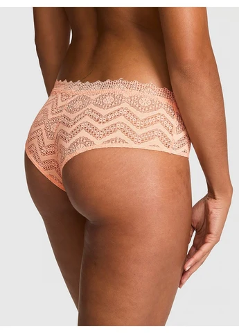 Трусики-чики женские кружевные PINK Wink Cheeky Panty персиковые Victoria's Secret (393593515)