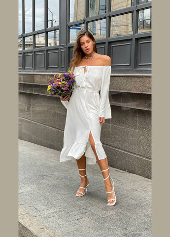 Белое повседневный легкое платье Adelante однотонное