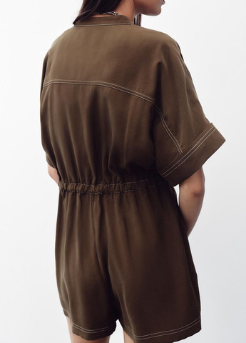 Комбинезон Zara однотонный коричневый повседневный