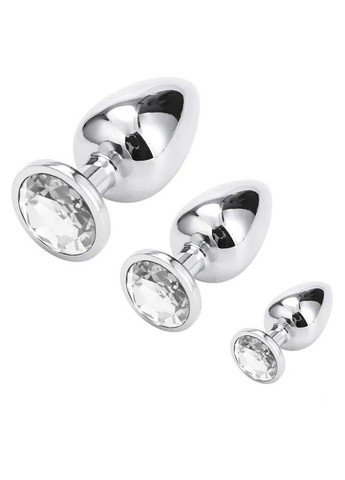 Набор анальных пробок с прозрачными камушками (S,M,L) We Love (284278221)